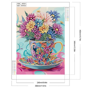 Colorful Bouquet In Water Cup 30*40CM(Canvas) Partial Special Shaped Drill Diamond Painting