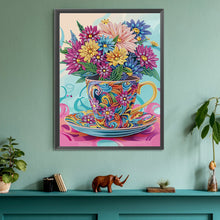 Load image into Gallery viewer, Colorful Bouquet In Water Cup 30*40CM(Canvas) Partial Special Shaped Drill Diamond Painting
