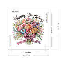 Load image into Gallery viewer, Happy Birthday Bouquet 30*30CM(Canvas) Partial Special Shaped Drill Diamond Painting
