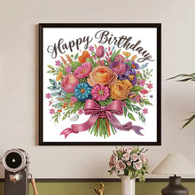 Load image into Gallery viewer, Happy Birthday Bouquet 30*30CM(Canvas) Partial Special Shaped Drill Diamond Painting
