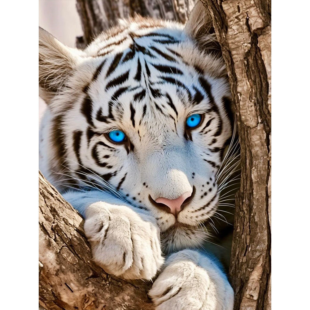 White Tiger 30*40CM(Canvas) Full Round Drill Diamond Painting