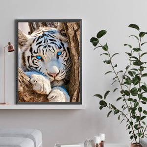 White Tiger 30*40CM(Canvas) Full Round Drill Diamond Painting