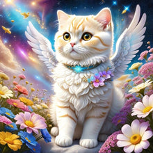 Load image into Gallery viewer, Aurora Flower Angel White Cat 40*40CM(Canvas) Full Round Drill Diamond Painting
