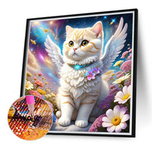 Load image into Gallery viewer, Aurora Flower Angel White Cat 40*40CM(Canvas) Full Round Drill Diamond Painting
