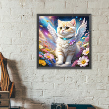 Load image into Gallery viewer, Aurora Flower Angel White Cat 40*40CM(Canvas) Full Round Drill Diamond Painting
