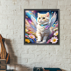 Aurora Flower Angel White Cat 40*40CM(Canvas) Full Round Drill Diamond Painting