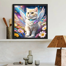 Load image into Gallery viewer, Aurora Flower Angel White Cat 40*40CM(Canvas) Full Round Drill Diamond Painting
