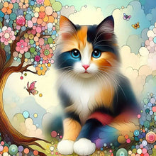 Load image into Gallery viewer, Geometric Tree Liquid Cat 40*40CM(Canvas) Full Round Drill Diamond Painting
