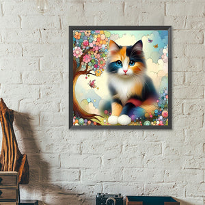 Geometric Tree Liquid Cat 40*40CM(Canvas) Full Round Drill Diamond Painting