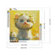 Load image into Gallery viewer, White Cat With Wreath 40*40CM(Canvas) Full Round Drill Diamond Painting
