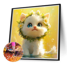 Load image into Gallery viewer, White Cat With Wreath 40*40CM(Canvas) Full Round Drill Diamond Painting
