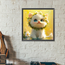 Load image into Gallery viewer, White Cat With Wreath 40*40CM(Canvas) Full Round Drill Diamond Painting
