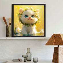 Load image into Gallery viewer, White Cat With Wreath 40*40CM(Canvas) Full Round Drill Diamond Painting
