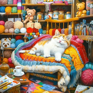 Lazy Cat 30*30CM(Canvas) Full Round Drill Diamond Painting