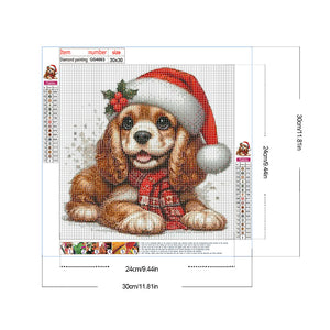 Christmas Puppy 30*30CM(Canvas) Full Round Drill Diamond Painting