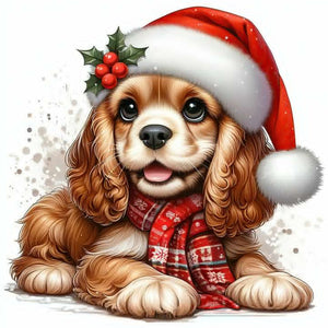 Christmas Puppy 30*30CM(Canvas) Full Round Drill Diamond Painting