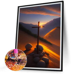 Desert Cross 30*40CM(Canvas) Full Round Drill Diamond Painting