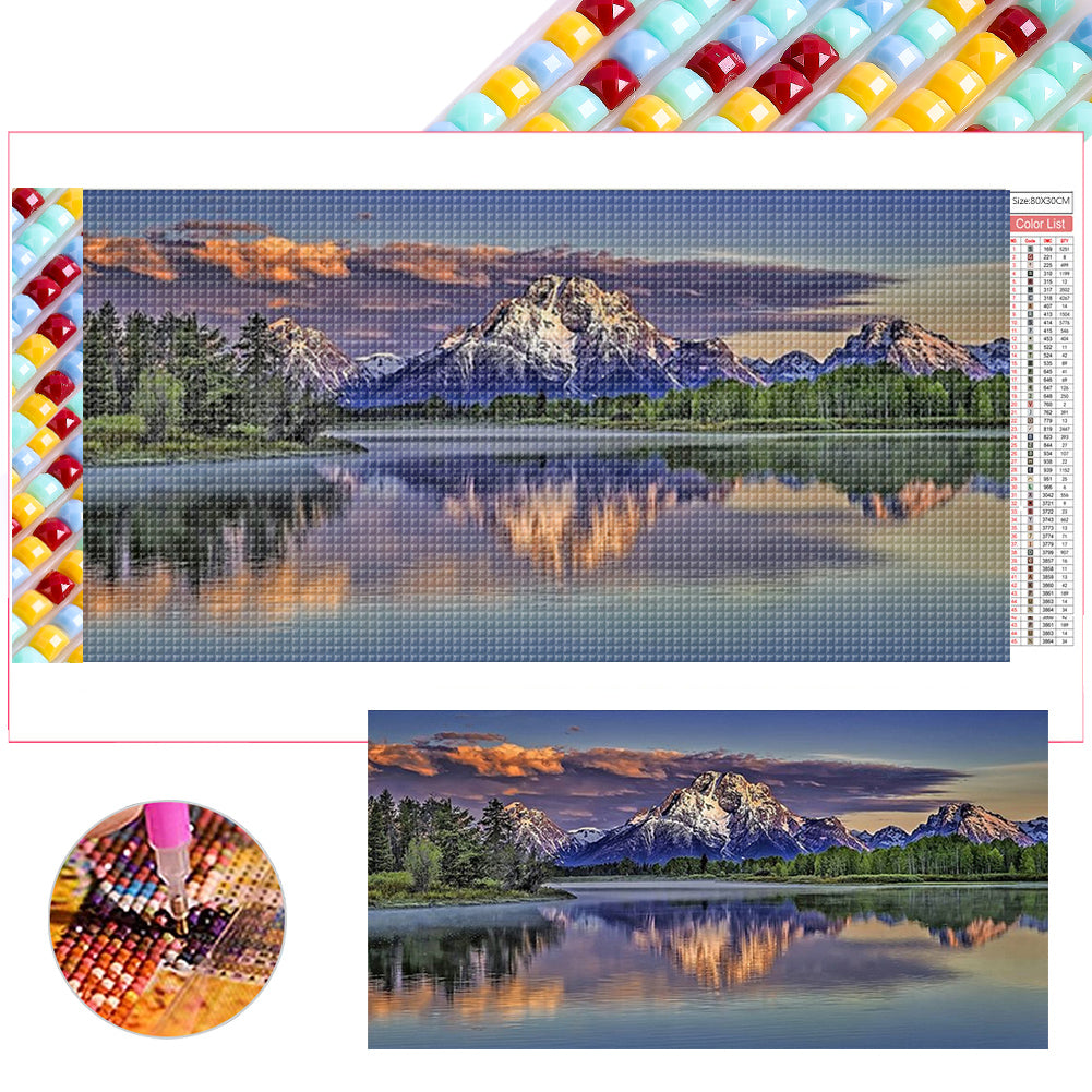 Snow Mountain River 80*40CM(Picture) Full Square Drill Diamond Painting