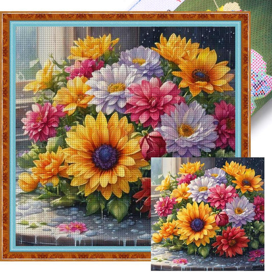 Chrysanthemum - Full 11CT Stamped Cross Stitch 45x45CM - Yishu