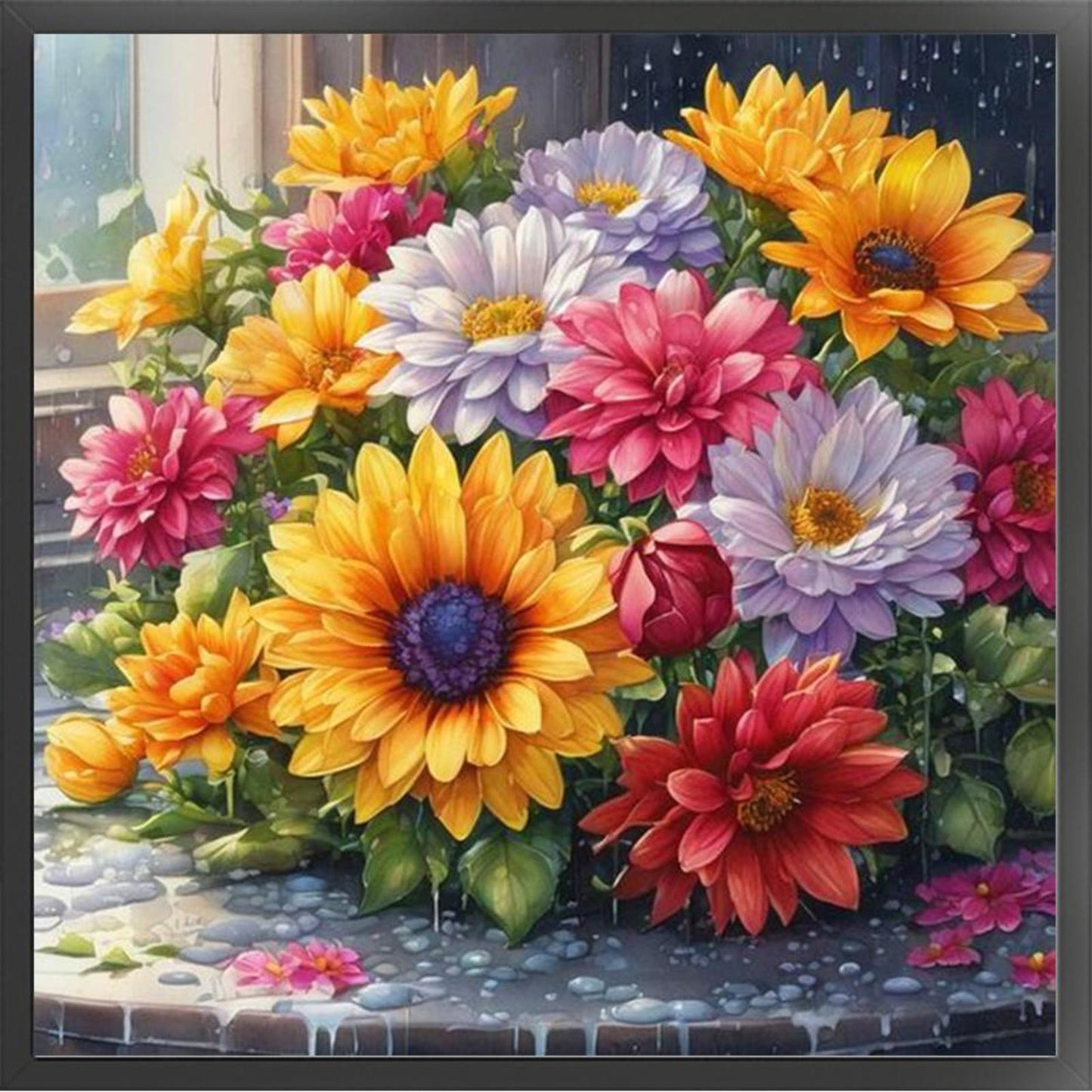 Chrysanthemum - Full 11CT Stamped Cross Stitch 45x45CM - Yishu