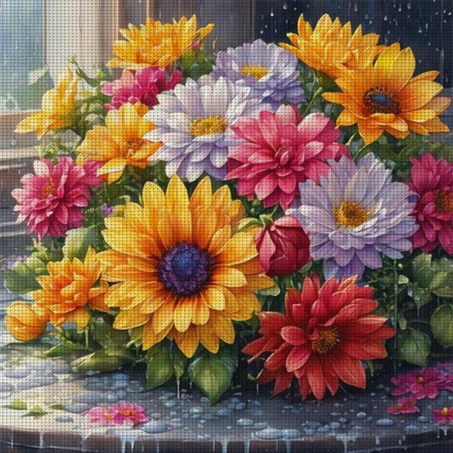 Chrysanthemum - Full 11CT Stamped Cross Stitch 45x45CM - Yishu