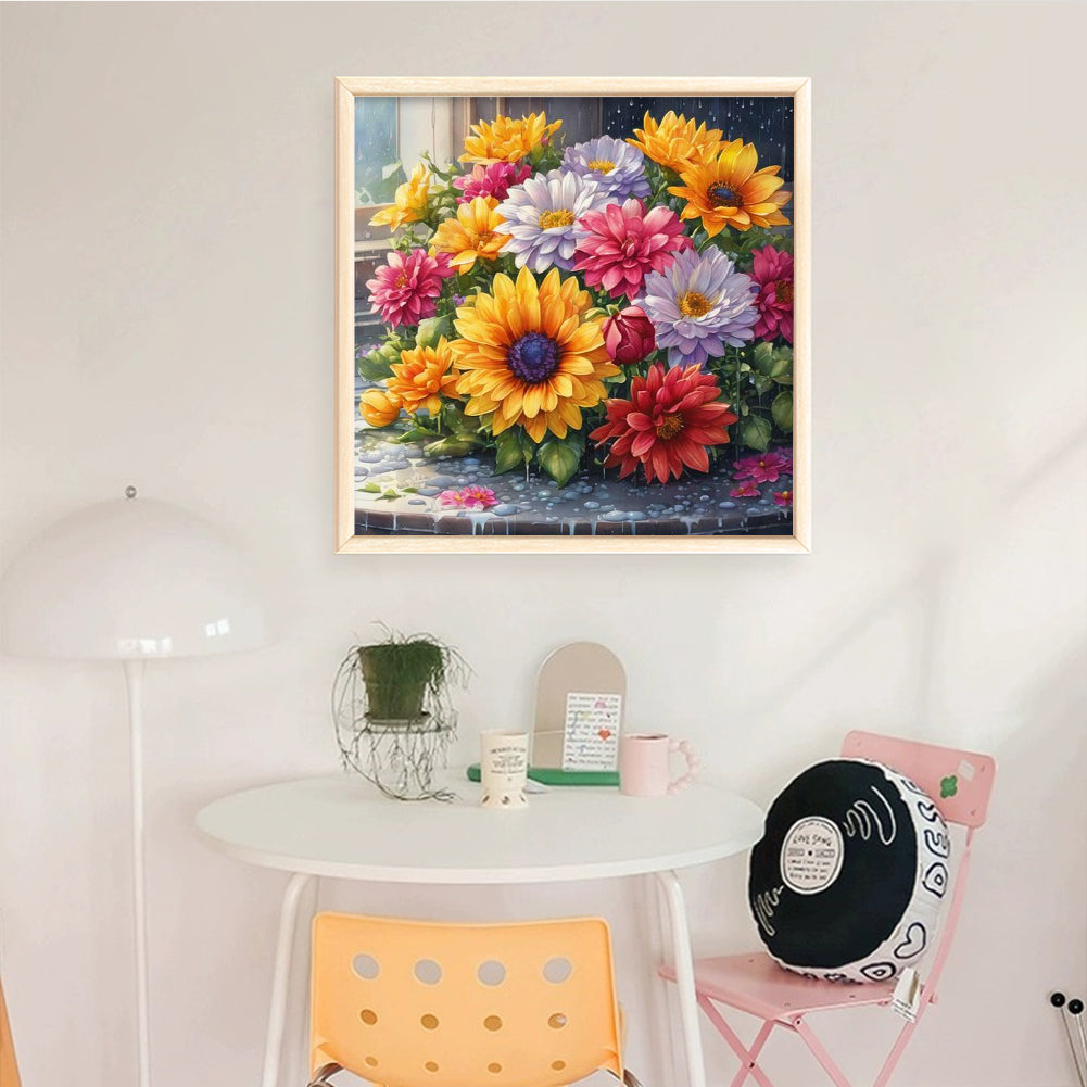 Chrysanthemum - Full 11CT Stamped Cross Stitch 45x45CM - Yishu