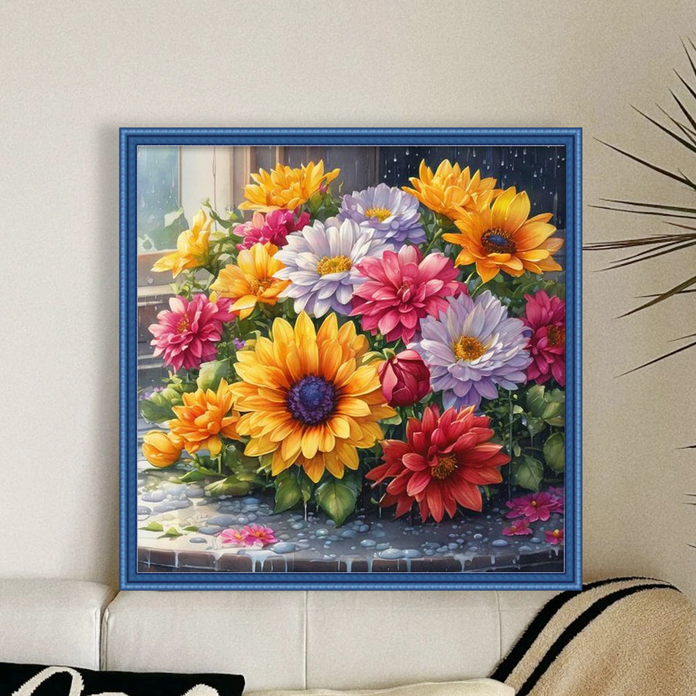 Chrysanthemum - Full 11CT Stamped Cross Stitch 45x45CM - Yishu