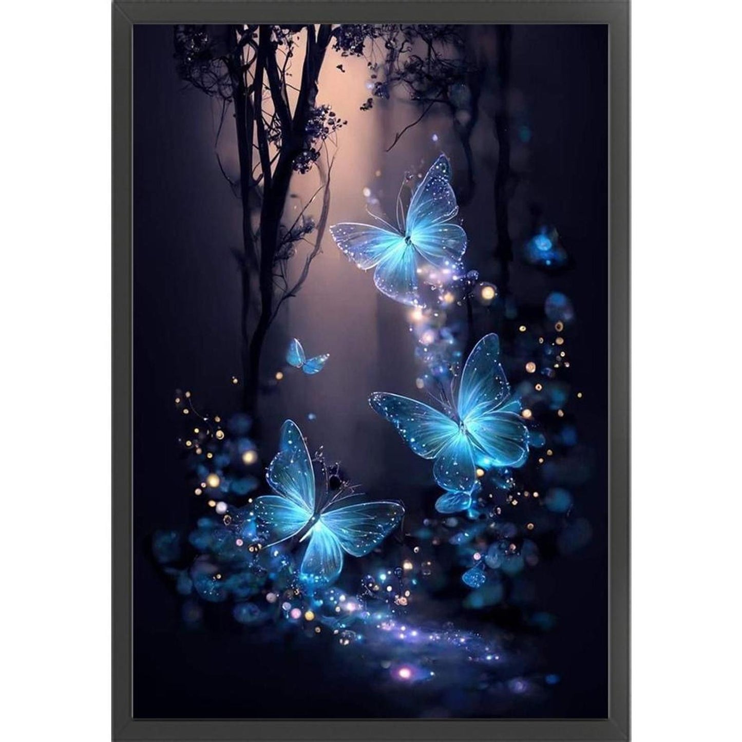 Fluorescent Butterflies In The Forest - Full 14CT Stamped Cross Stitch 40x60CM - Huacan