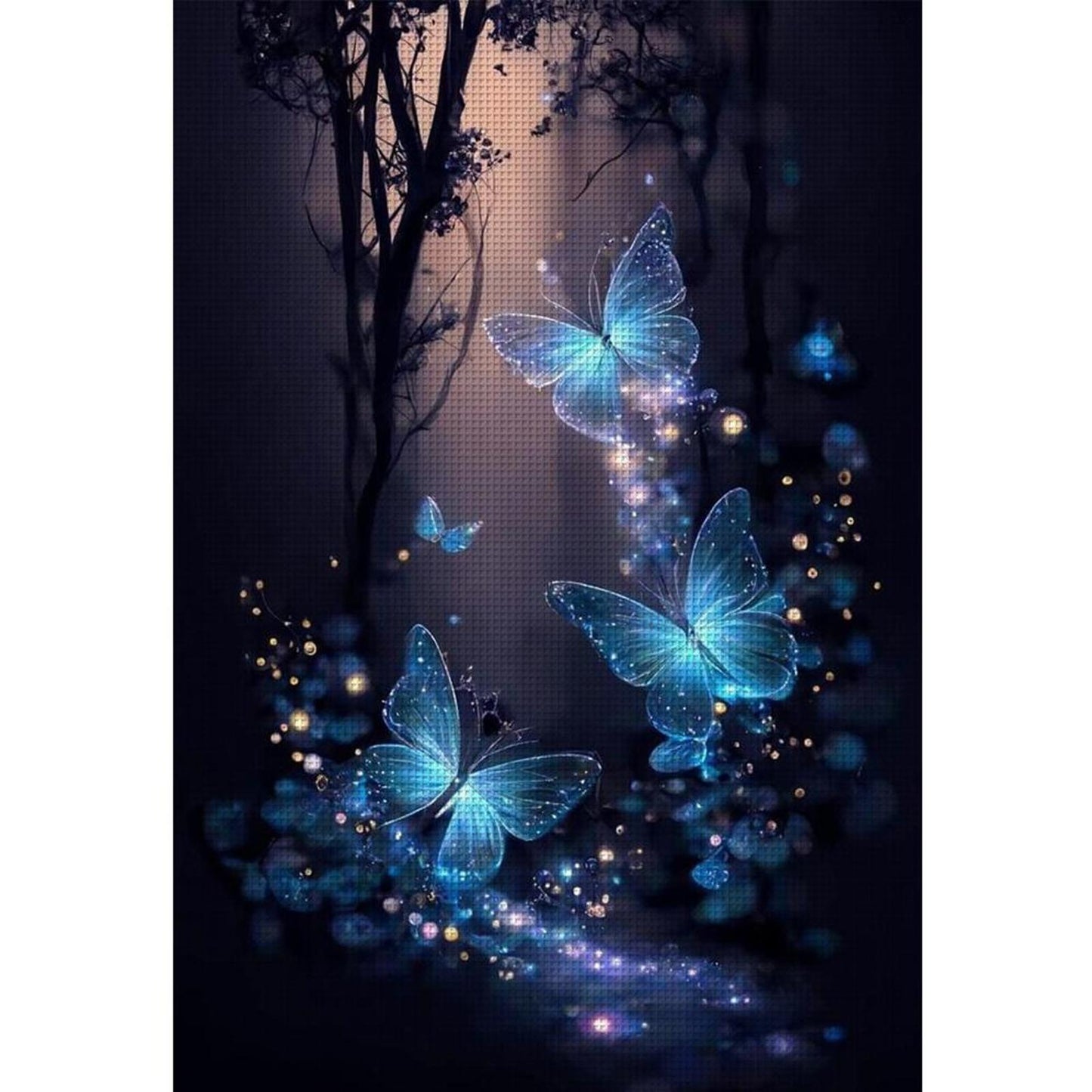 Fluorescent Butterflies In The Forest - Full 14CT Stamped Cross Stitch 40x60CM - Huacan