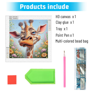 Funny Giraffe 30*30CM(Canvas) Partial Special Shaped Drill Diamond Painting