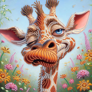 Funny Giraffe 30*30CM(Canvas) Partial Special Shaped Drill Diamond Painting