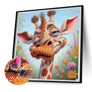 Funny Giraffe 30*30CM(Canvas) Partial Special Shaped Drill Diamond Painting