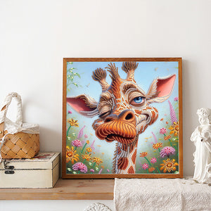 Funny Giraffe 30*30CM(Canvas) Partial Special Shaped Drill Diamond Painting