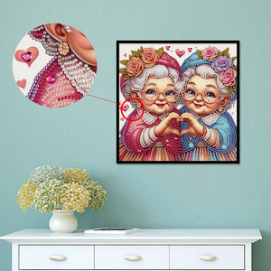 Cute Old Grandma 30*30CM(Canvas) Partial Special Shaped Drill Diamond Painting