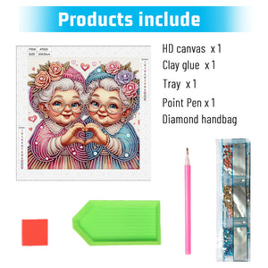 Cute Old Grandma 30*30CM(Canvas) Partial Special Shaped Drill Diamond Painting