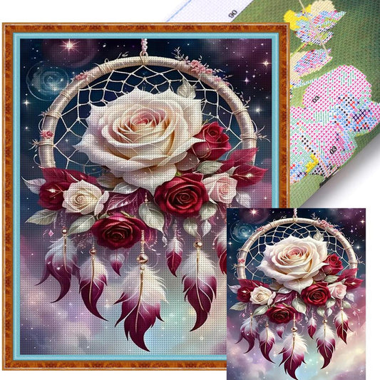 Rose Dreamcatcher - Full 14CT Stamped Cross Stitch 40x50CM - Huacan