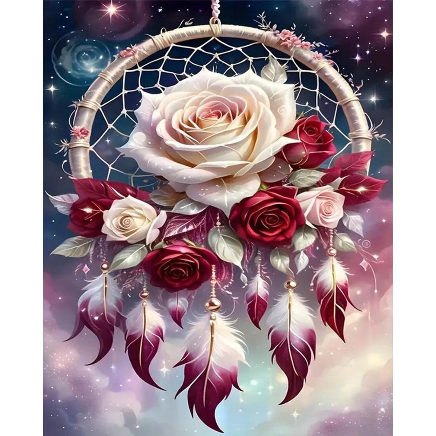 Rose Dreamcatcher - Full 14CT Stamped Cross Stitch 40x50CM - Huacan