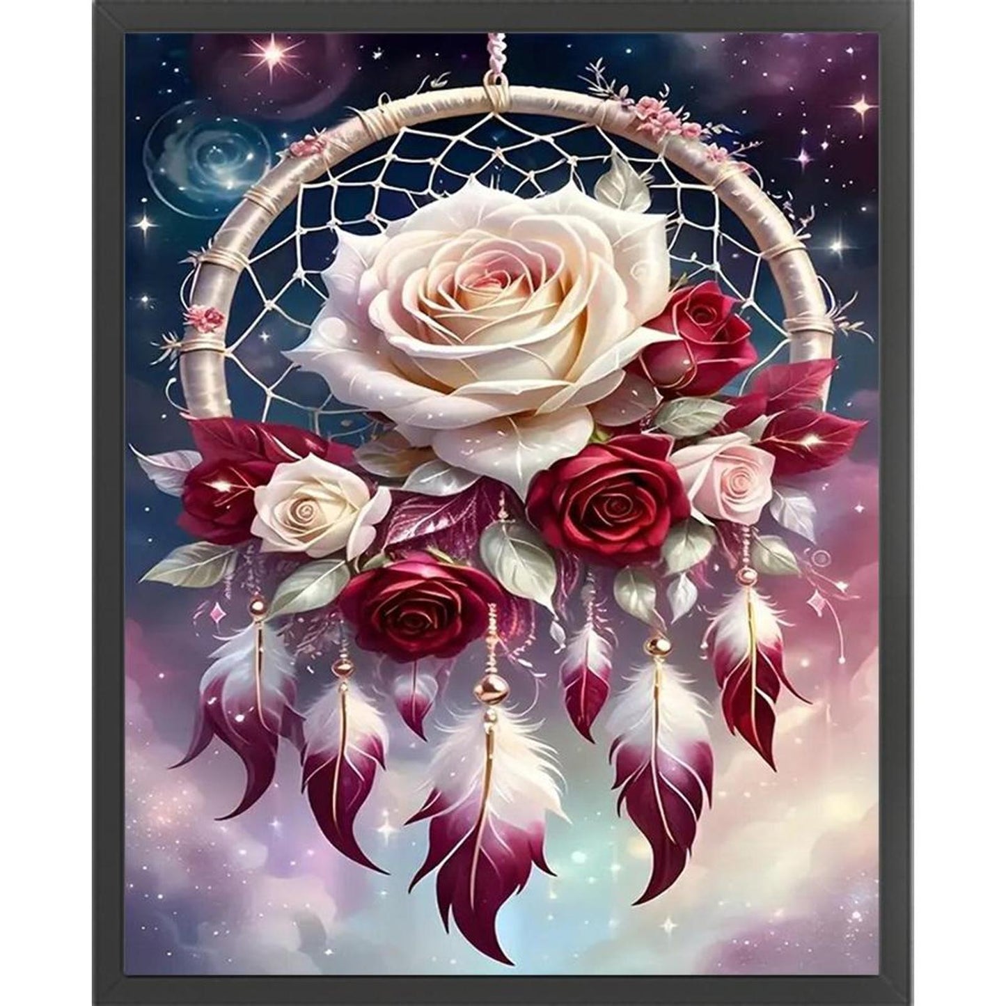 Rose Dreamcatcher - Full 14CT Stamped Cross Stitch 40x50CM - Huacan