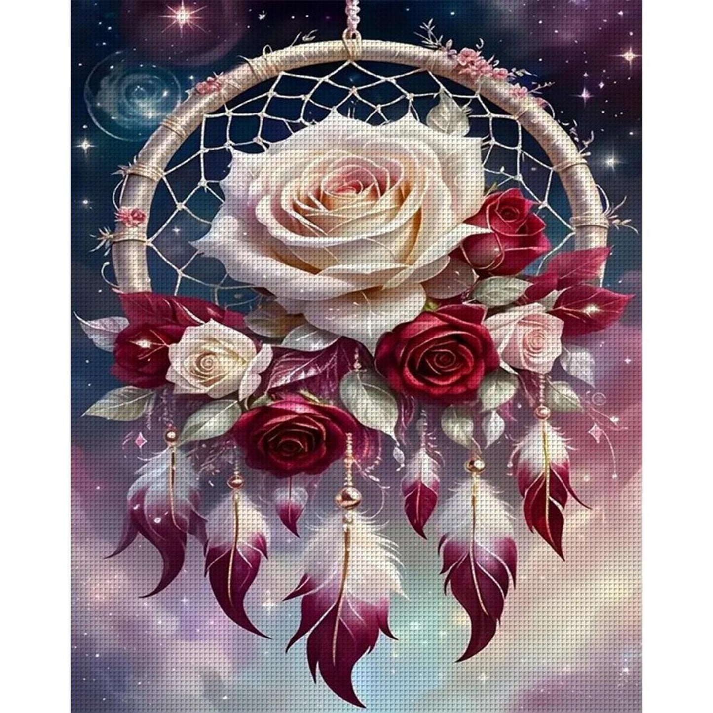 Rose Dreamcatcher - Full 14CT Stamped Cross Stitch 40x50CM - Huacan