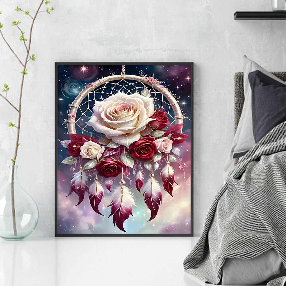 Rose Dreamcatcher - Full 14CT Stamped Cross Stitch 40x50CM - Huacan