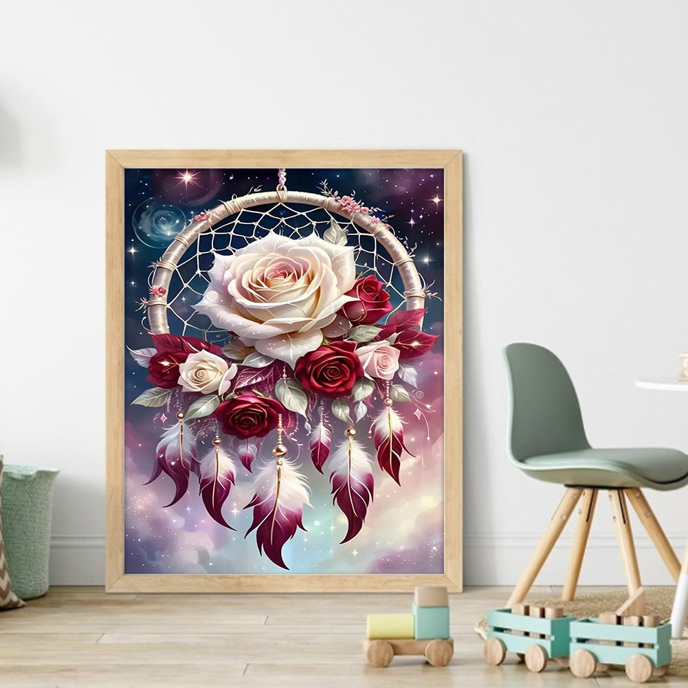 Rose Dreamcatcher - Full 14CT Stamped Cross Stitch 40x50CM - Huacan