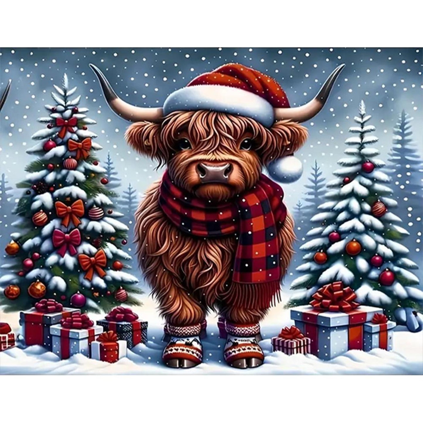 Christmas Yak - Full 14CT Stamped Cross Stitch 50x40CM - Huacan