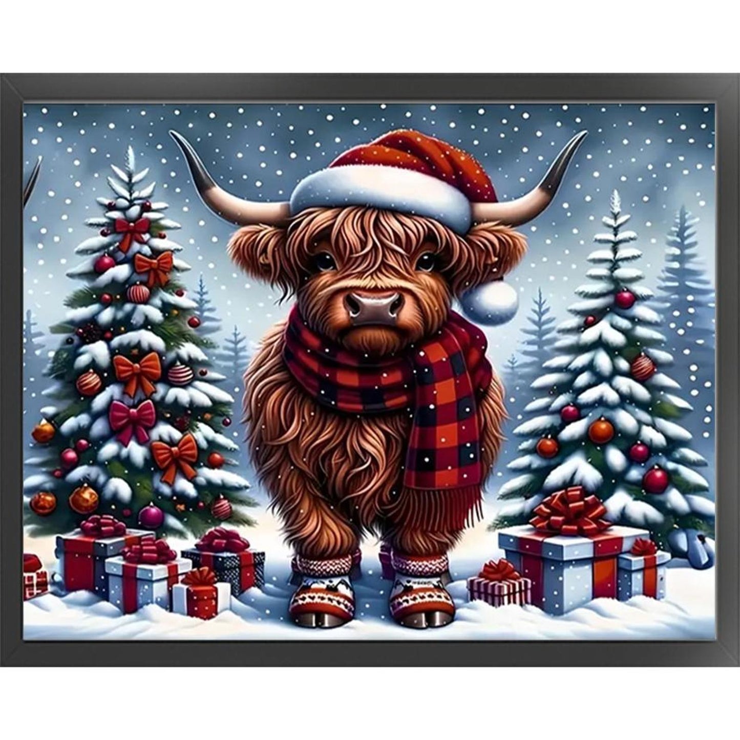Christmas Yak - Full 14CT Stamped Cross Stitch 50x40CM - Huacan
