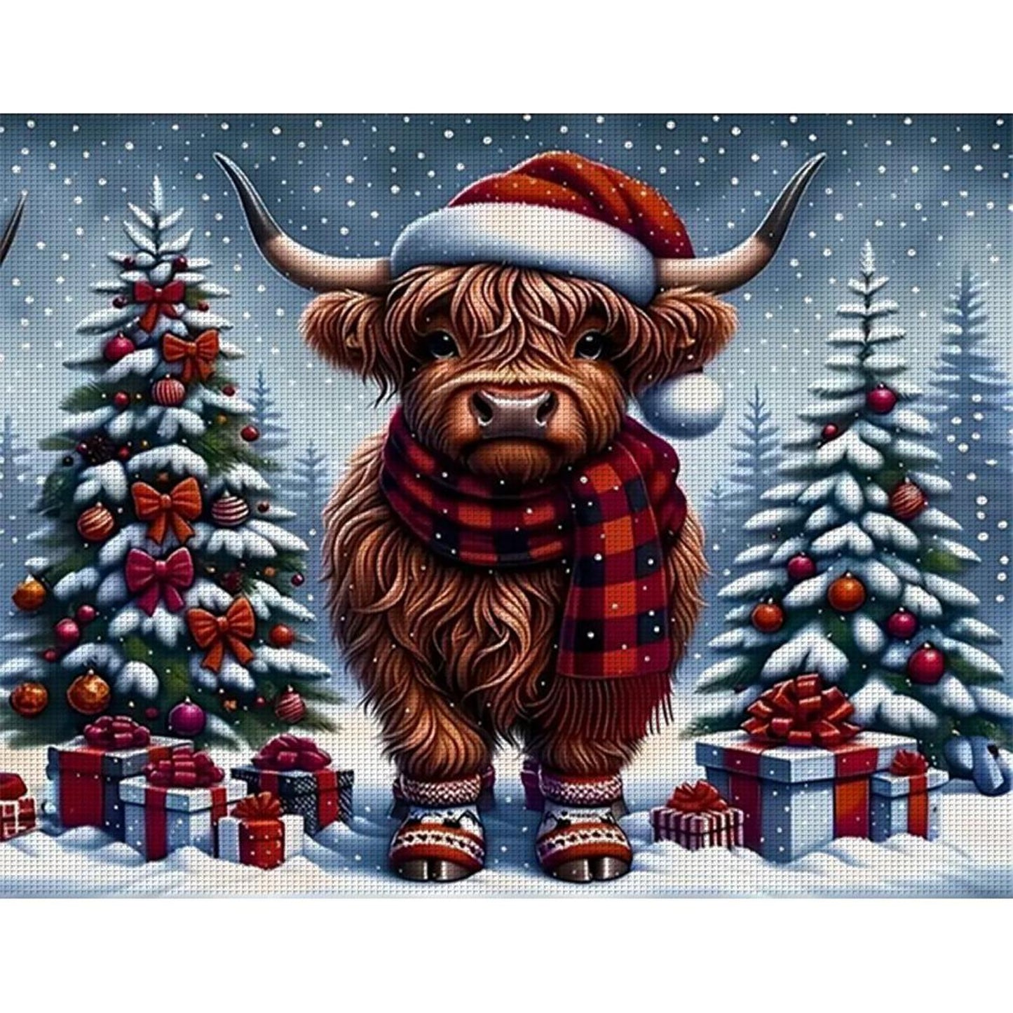 Christmas Yak - Full 14CT Stamped Cross Stitch 50x40CM - Huacan