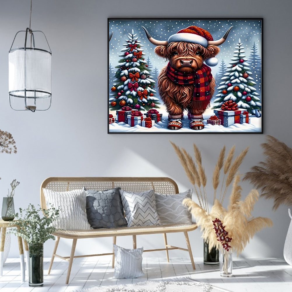 Christmas Yak - Full 14CT Stamped Cross Stitch 50x40CM - Huacan