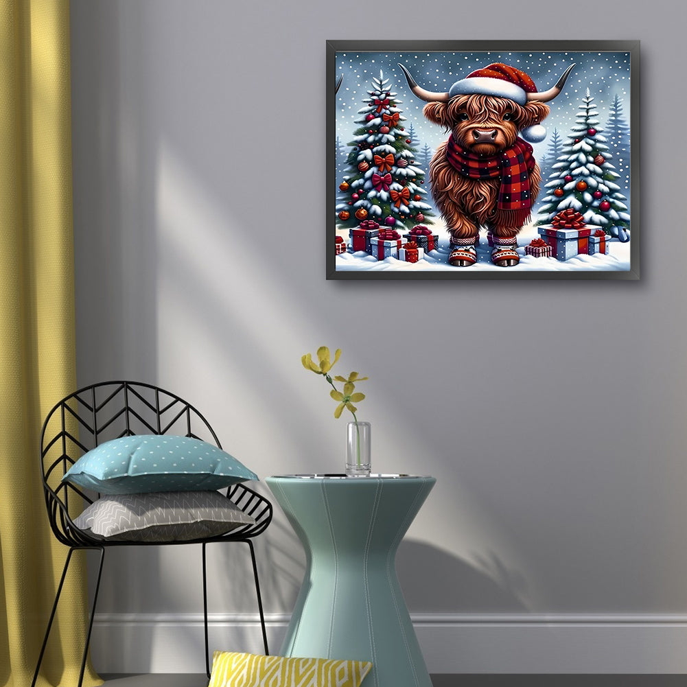 Christmas Yak - Full 14CT Stamped Cross Stitch 50x40CM - Huacan