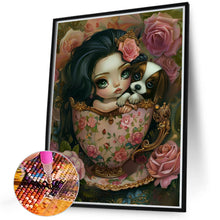 Load image into Gallery viewer, Porcelain Cup Dog And Girl 40*50CM(Canvas) Full Round Drill Diamond Painting
