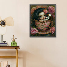 Load image into Gallery viewer, Porcelain Cup Dog And Girl 40*50CM(Canvas) Full Round Drill Diamond Painting
