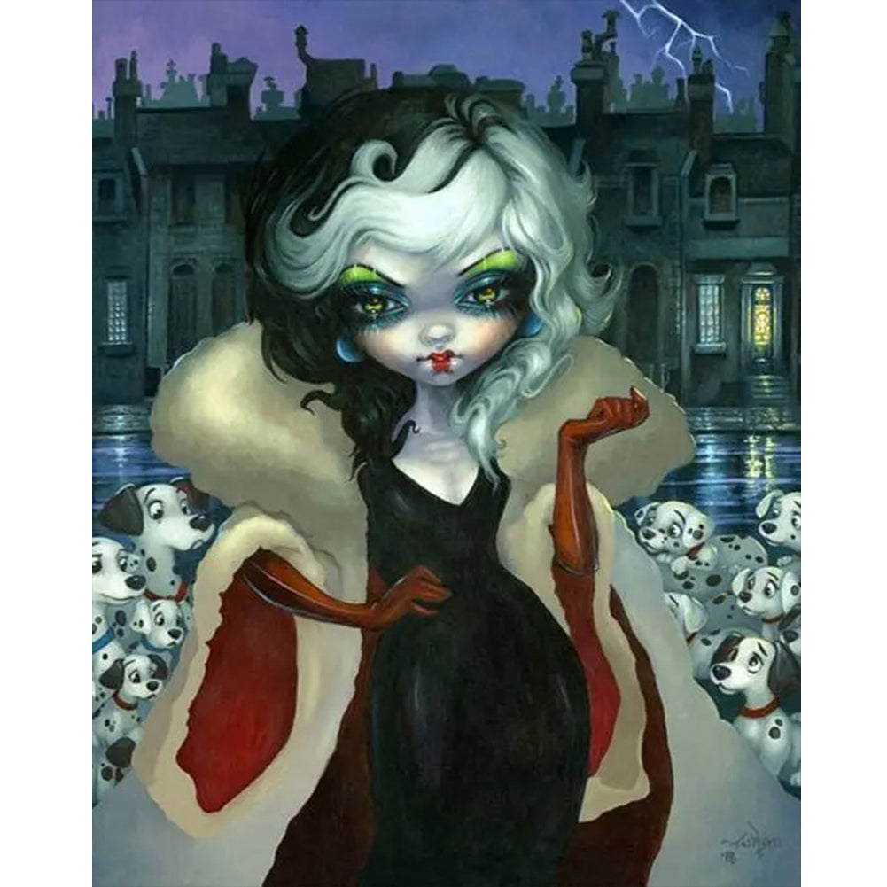 Dalmatian And White-Haired Girl 40*50CM(Canvas) Full Round Drill Diamond Painting