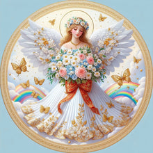 Load image into Gallery viewer, Angel Girl In White Holding Flowers 30*30CM(Canvas) Full Round Drill Diamond Painting
